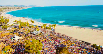 Aerial shot of Sabroso festival site at Doheny State Beach in Dana Point, CA