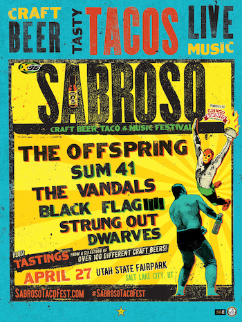 Sabroso Craft Beer, Taco & Music Festival Salt Lake City flyer with band lineup & show details
