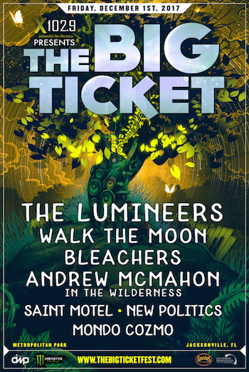X102.9 Presents The Big Ticket flyer with band lineup and venue details