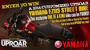 Enter to win a 2014 customized UPROAR Yamaha FZ-09 street bike