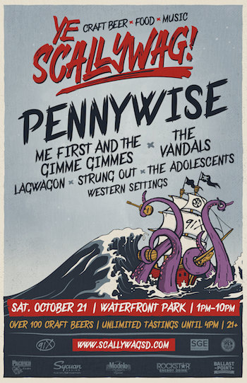 Ye Scallywag! flyer with band lineup + venue details