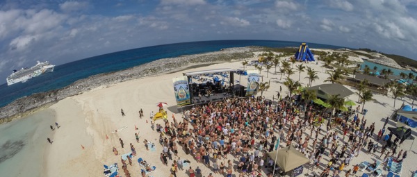 Nonpoint on Great Stirrup Cay beach stage