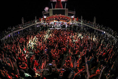Packed crowd on the for the ShipRocked deck stage