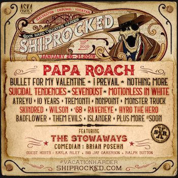 ShipRocked 2019 flyer with band lineup and cruise details